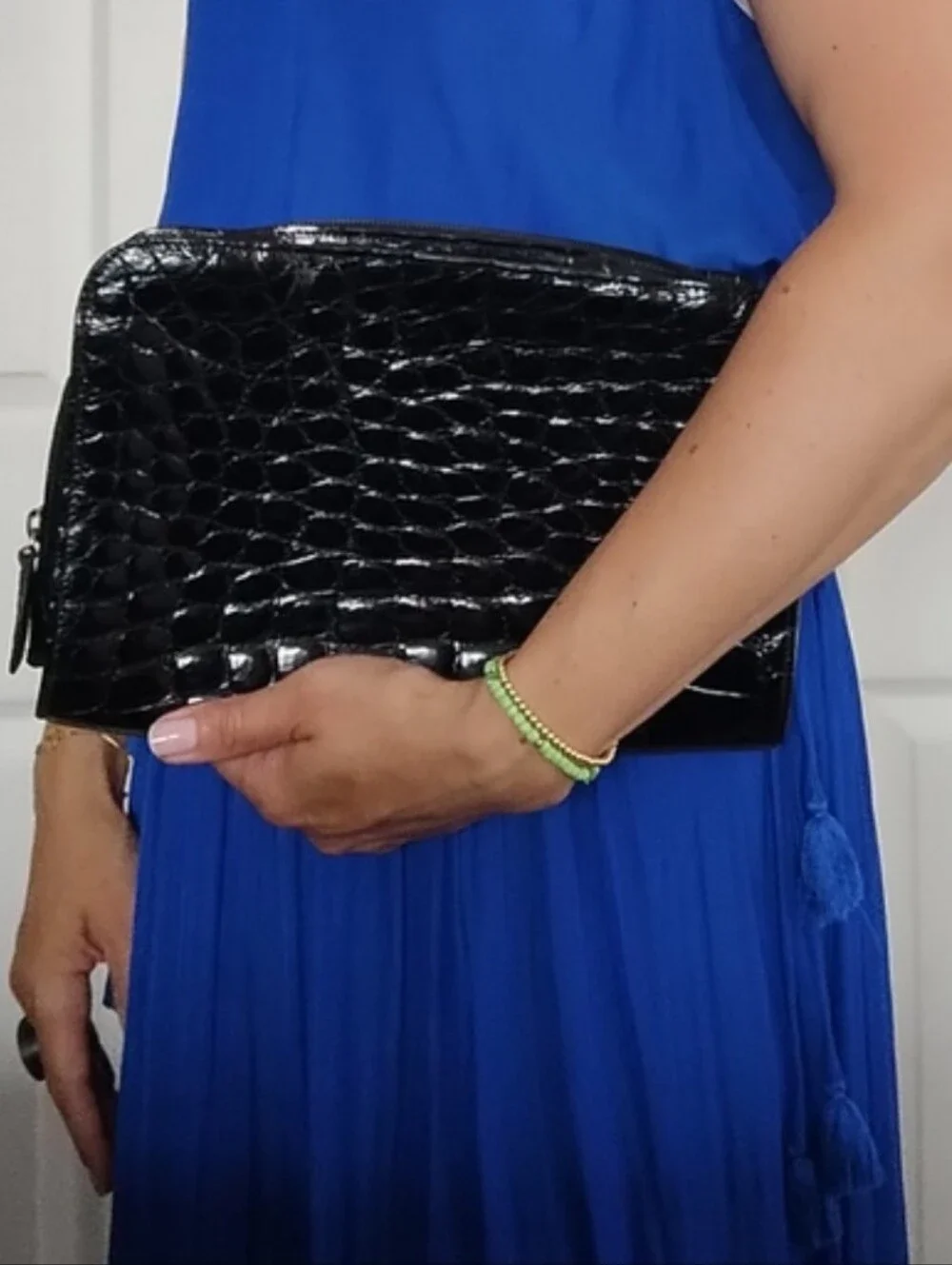 Mauro Governa Black Croc-Embossed Leather Clutch - Stylish Women's Handbag